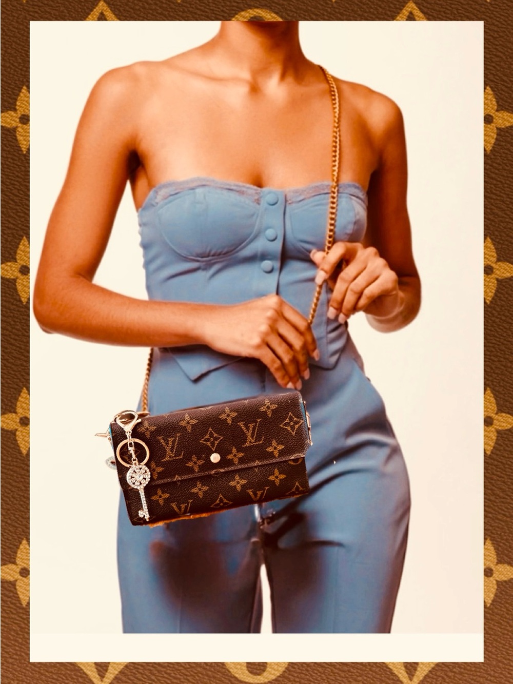 Louis Vuitton monogram international trifold wallet, vintage converted Crossbody